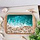 Поднос " Южное море" бамбук смола 30*20см. Подносы. Изделия из эпоксидной смолы. Ярмарка Мастеров.  Фото №5