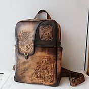 Сумки и аксессуары handmade. Livemaster - original item Leather backpack with an engraving to order for Yaroslav.. Handmade.