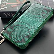 Сумки и аксессуары handmade. Livemaster - original item Wallet leather Python leather green. Handmade.