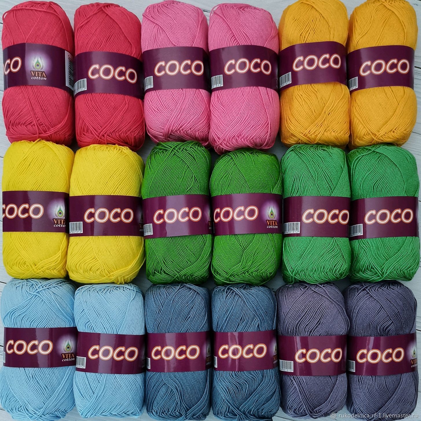 Пряжа coco vita cotton карта цветов