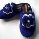 Knitted bedroom Slippers - flip flops ( color - ultramarine ). Slippers. Makosh. Online shopping on My Livemaster.  Фото №2