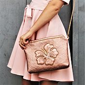 Сумки и аксессуары handmade. Livemaster - original item Handbag clutch Hibiscus rose gold. Handmade.