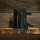 Вместительный синий кошелек из состаренной кожи. Кошельки. Creative Leather Workshop. Ярмарка Мастеров.  Фото №4