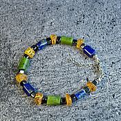 Украшения handmade. Livemaster - original item Bracelet made of amber, lapis lazuli, hematite and jade. Handmade.