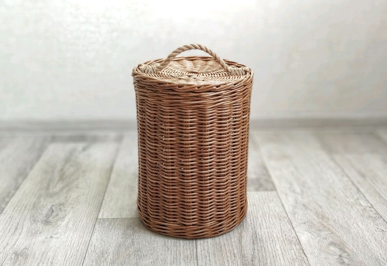 Корзина для хранения с крышкой плетеная – заказать на Ярмарке Мастеров ...