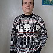 Мужская одежда handmade. Livemaster - original item Sweater with skulls. Handmade.