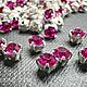 Fuchsia/silver,  Шатоны ss12 (3мм), Preciosa , 10 шт, Кристаллы, Москва,  Фото №1
