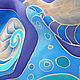 Batik scarf Waves silk crepe de Chine 100% hand painted. Scarves. Silk Batik Watercolor ..VikoBatik... My Livemaster. Фото №4