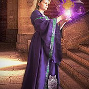 Одежда ручной работы. Ярмарка Мастеров - ручная работа Medieval de lino vestido Púrpura de lirio