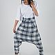 Blue, double-sided plaid trousers with an understated step seam PA0741CT, Pants, Sofia,  Фото №1