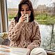  Knitted jumper for women with knitting needles oversize color powdery beige, Jumpers, Yoshkar-Ola,  Фото №1