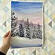 Frosty snowy morning painting landscape watercolor. Pictures. marselart. My Livemaster. Фото №6