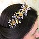 Headband-tiara Golden powdery lilac. Wedding, Bridal Tiara, St. Petersburg,  Фото №1