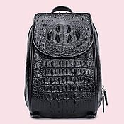 Сумки и аксессуары handmade. Livemaster - original item Backpack made of embossed crocodile skin, in black.. Handmade.