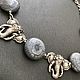 Necklace 'Elephants' blue coral-akori, silver-tone hardware. Necklace. Butik4you. My Livemaster. Фото №4