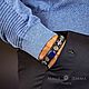 leather men's bracelet with lapis lazuli and inserts 925 silver. Hard bracelet. malajemma. Online shopping on My Livemaster.  Фото №2