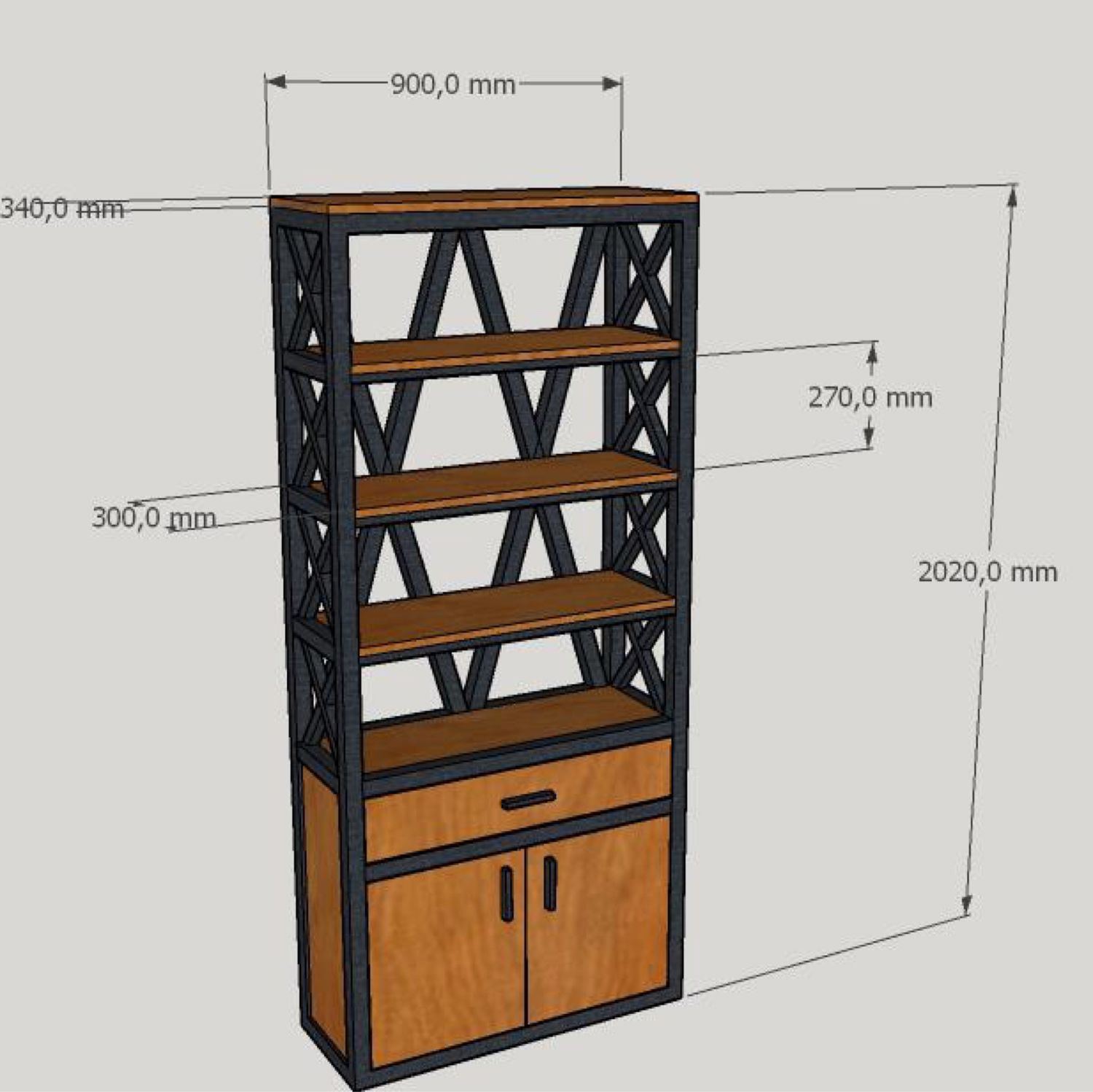 Стеллаж wood steel