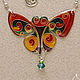 Order Cheerful butterfly. stained glass necklace on silvered wire. ART ACTIVE. Livemaster. . Necklace Фото №3