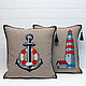 Pillow is embroidered with a nautical style Anchor. Pillow. pillowstown. My Livemaster. Фото №5