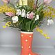 Ваза-сапожок с искусственными цветами, Подарки на 8 марта, Москва,  Фото №1