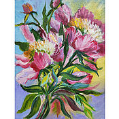 Картины и панно handmade. Livemaster - original item Painting peony flowers 
