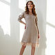 Knitted Mocha beige viscose dress with lurex and feathers, Dresses, Novosibirsk,  Фото №1