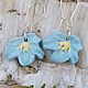 "Гибискус голубой l " серьги керамические. Серьги-продевки. Ольга Керамика Тюмень. Ярмарка Мастеров.  Фото №4