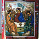 Икона Троица Святая дерево сосна подарок именная святой модерн икона, Иконы, Гатчина,  Фото №1