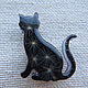 Брошь Черный кот с настоящими пушинками одуванчика из ювелирной смолы, Брошь-булавка, Балаково,  Фото №1