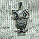 OWL. Silver pendant with cymophanes, Pendant, Glazov,  Фото №1