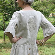Skirt long Boho linen with hand embroidery