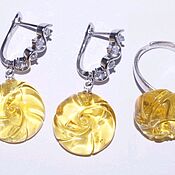 Украшения handmade. Livemaster - original item Rose earrings made of sunny amber. Thread.. Handmade.