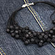 Necklace the color of coal, flax and volcanic lava black linen on the cords. Necklace. Ritasdreams (ritasdreams). My Livemaster. Фото №5