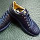 Sneakers made of genuine crocodile leather, in dark blue color. Training shoes. SHOES&BAGS. My Livemaster. Фото №5