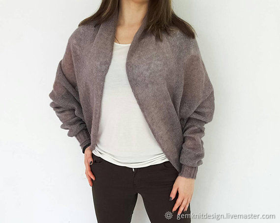 knitted cocoon cardigan . 70 % mohair 30 % silk