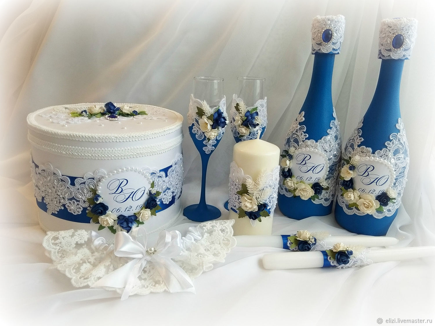 Свадебный набор в синем цвете