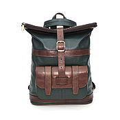 Сумки и аксессуары handmade. Livemaster - original item Backpacks: Leather Bag Backpack women`s Brown green Mod. CP54-132. Handmade.