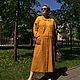 БОЛЬШОЙ размер Льняное платье/пальто с вышивкой "Горчица", Платья, Новосибирск,  Фото №1