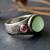 Украшения handmade. Livemaster - original item Silver ring with natural stones, silver ring with chalcedony. Handmade.
