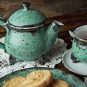 Посуда handmade. Livemaster - original item Ceramic blue tea set. Handmade.