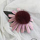 Echinacea Purple Leather and Fur Brooch, Brooches, Vidnoye,  Фото №1