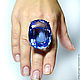 stunning beauty, very large swiss blue topaz 131.20 ct in luxurious silver ring! author's handmade. the only instance!
