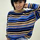 Джемпер вязаный полосатый в сине-бежевом цвете. Джемперы. Knitwear by Elena Doroshina. Ярмарка Мастеров.  Фото №6