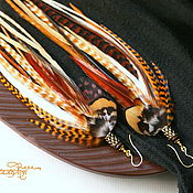 Украшения handmade. Livemaster - original item Chocolate-gold feather earrings. Handmade.