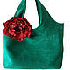 Bag suede 'Green with red poppy', Classic Bag, Novosibirsk,  Фото №1