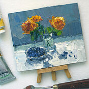 Картины и панно handmade. Livemaster - original item Still life, mini painting with flowers. Handmade.