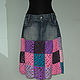 Denim skirt with colored squares ' Sancho on the Rancho'. Skirts. vyazanaya6tu4ka. Online shopping on My Livemaster.  Фото №2