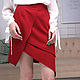 Order Red mini skirt Bud, asymmetric dark red crepe skirt. Lara (EnigmaStyle). Livemaster. . Skirts Фото №3