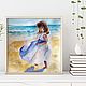 Watercolor painting Girl Sea (yellow turquoise blue-purple). Pictures. Pastelena. Online shopping on My Livemaster.  Фото №2