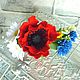 Hair clip with poppy, Daisies and Cornflowers (large). Hairpins. Olga-art-flower. My Livemaster. Фото №6
